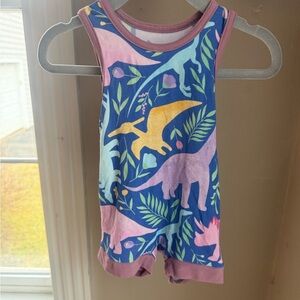 Baby Girl Dino Print Romper - 0-3 months